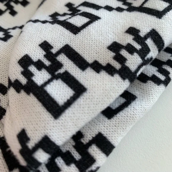 SOFT MONOGRAM KNIT BEANIE AND INFINITY NECK WARMER - WHITE BLACK PRINT 2 PIECE - Picture 4 of 8